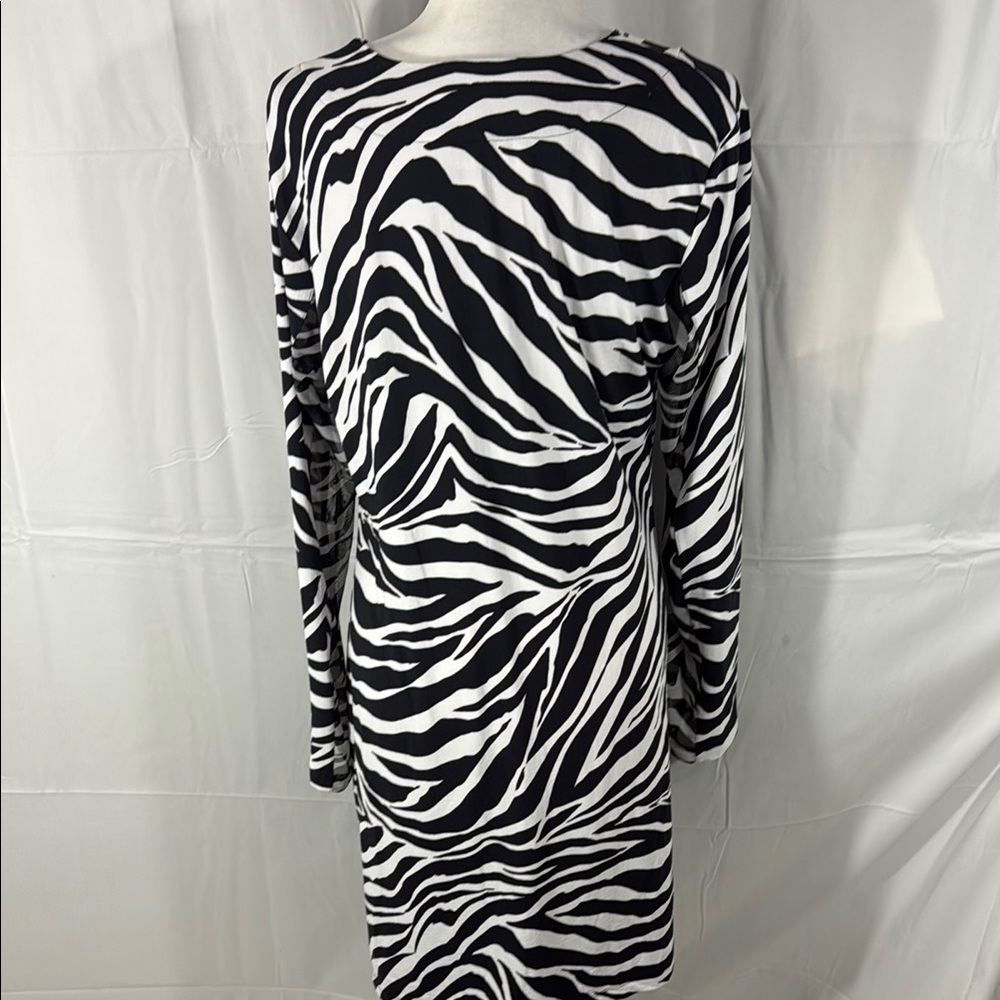 IBKUL Zebra Print Long Sleeve Dress Size Large - Picture 5 of 9